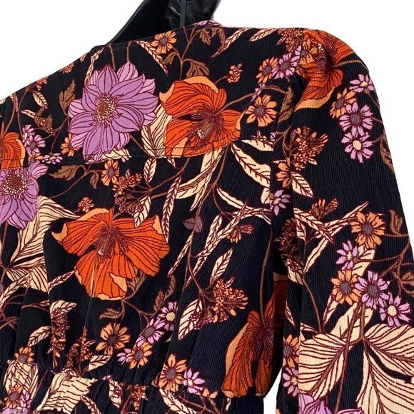 Anthropologie Pilcro Floral Print Ruffled Corduroy Mini Dress Sz XS Petite - Picture 6 of 12